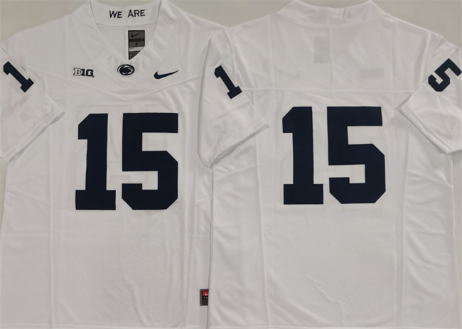 Men's Penn State Nittany Lions #15 Drew Allar White 2024 F.U.S.E. No Name Stitched Jersey